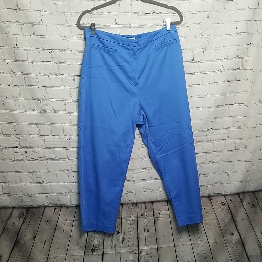 Evelyn & Arthur womens Sky Blue pants W/pleat at hem front zip Good Condition